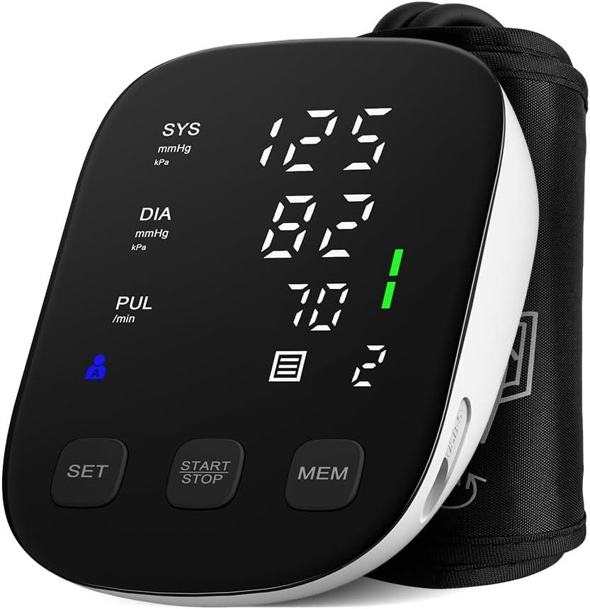 Blood Pressure Monitor with Large Display, Blood Pressure Machine Upper Arm Large Cuff(8.7"-16.5"), High Automatic Blood Pressure Monitors Cuff for Home Use, BP Monitors (Black)