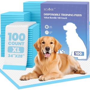 SCLOSE XL Dog Pee Pads 100 Count, 34"x28" Disposable Puppy Training Pads