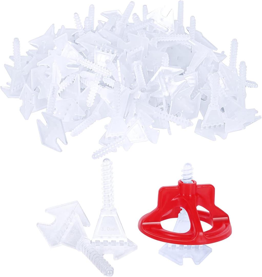 Professional Tile Leveling System KitAnti-Loosening Spacers/Wall, Bathroom Tiling - 1/8" Precision Alignment & Grout Spacing Tools(500base, 1/8)