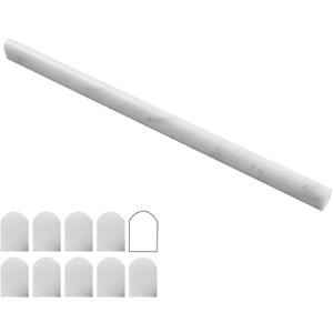 Lovdeco Carrara White 1/2" X 12" Marble Pencil Liner Tile, Edge Trim Molding for Shower and Backsplash, Bullnose Tile Trim Polished, 10 Pcs/Box