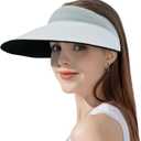 3 x ZOORON Sun Visor Hats for Women Men Wide Brim Sun Hats Women Men Adjustable Ponytail Sun Hats Foldable UPF 50+ (1pack-light Grey)