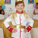 Boys Prince Charming Costume Kids Royal Prince Dress Up for Cosplay Fairytale Ball Halloween Birthday Party Outfit, White, 7-8 Years