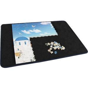 Becko US Jigsaw Puzzle Board Portable Puzzle Mat for Puzzles Storage Saver, Non-Slip Surface, Sturdy and Movable, Up to 1000 Pieces (Blue/Black)