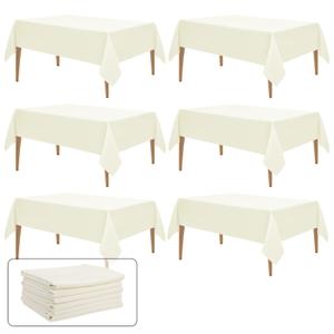 WIGENIUS 6 Pack Ivory Table Cloth Rectangle Tablecloths 60X102 Inch,Polyester Table Cloth for 6 Foot Rectangle Tables,Wrinkle Resistant Washable Fabric Table Covers for Party,Wedding Banquet
