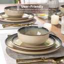 GBHOME Ceramic Dinnerware Sets for 8, 24 Pieces Stoneware Plates and Bowls Sets, Reactive Glaze Dishes -Scratch Resistant, Dishwasher&Microwave Safe, Pale Khaki