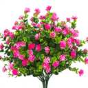 Grunyia Artificial Flowers, Fake Outdoor UV Resistant Plants Faux Plastic Greenery Shrubs Indoor Outside Hanging Planter Home Kitchen Office Wedding, Garden Decor (Pink)