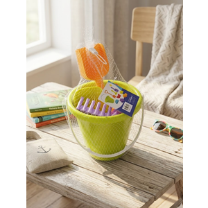 Beach Bucket Toy Set 9 Piece 1 Bucket 2 Shovels 1 Rake 5 Sand Molds