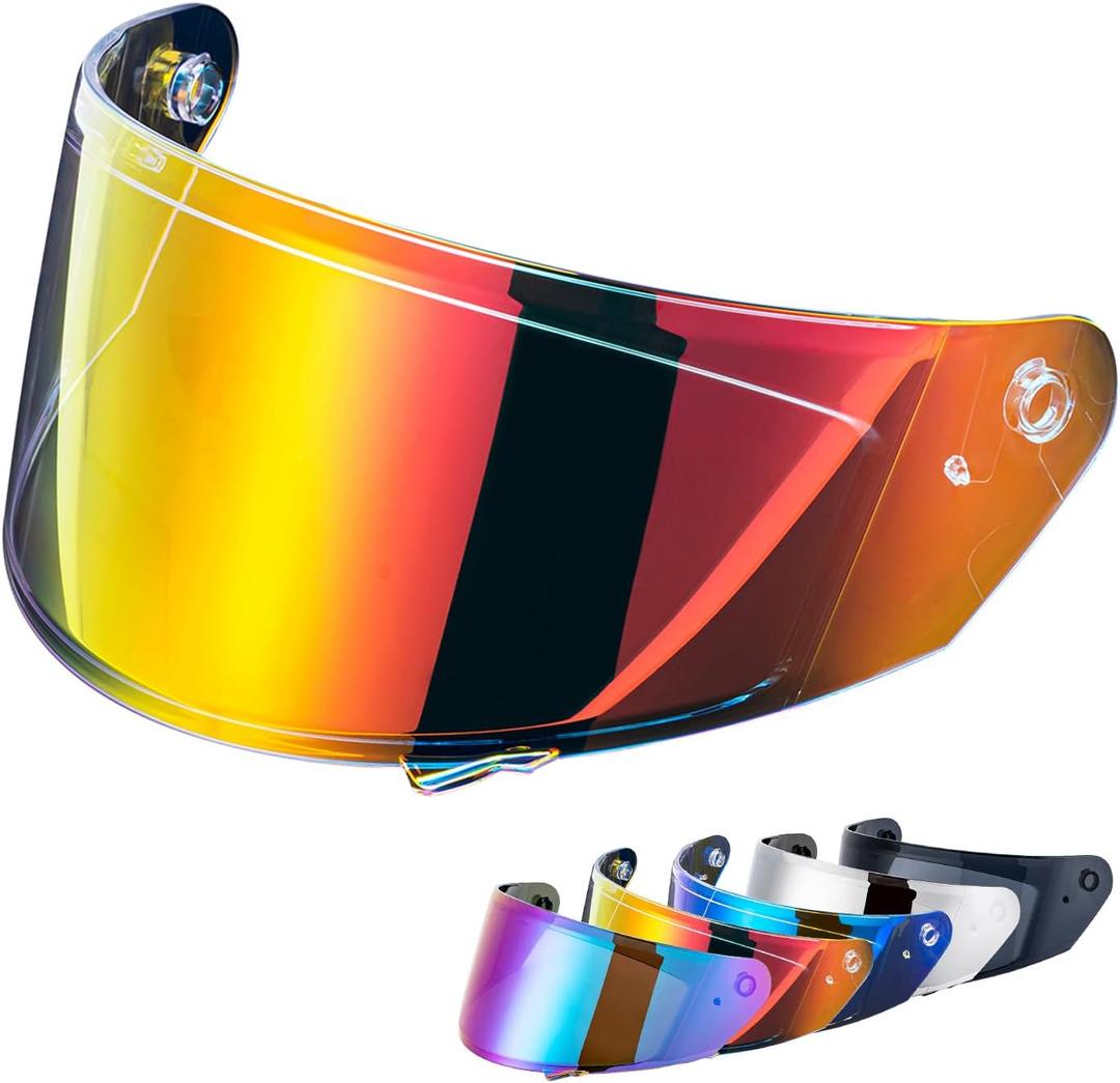 VCOROS X9 Full Face Motorcycle Helmet Replacement Shield 5Color Lens (Chrome Red)