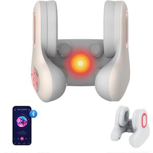 3-in-1 Travel Neck Pillow with Music Bluetooth Speaker Heat & Vibration Massage Memory Foam for Airplane Car Home & Office Muscle Tension Relief for Deep Sleep Relaxation White Noise ASMR & Travel