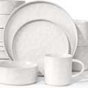 HaWare Dinnerware Sets, 16-Piece Stoneware Plates and Bowls Set, Elegant Ceramic Dish Set for 4, Chip and Scratch Resistant, Microwave and Dishwasher Safe, Speckled White