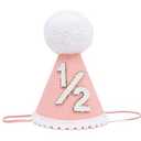 Agvgaza Half Birthday Hat -Baby 1/2 Birthday Cone Hat,Six Months Decorations,Party Hat Outfit for Girls/Boys (Pink)