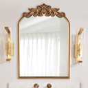WAMIRRO Ornate Gold Mirror,Vintage Arched Baroque Antique Mirorrs for Living Room Hallway Fireplace Bathroom Entryway 19"X27"