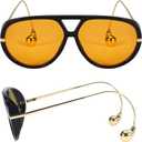 Oversized Aviator Sunglasses with Earring for Women Large Big UV400 Protection Designer 2025 Ladies Shades