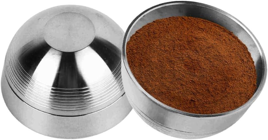 Stainless Steel Reusable Coffee Pods - Refillable Capsules with Brush & Spoon (Silver) - Environmentally Friendly, Easy to Clean, Compatible with Various Coffee Machines for Home & Office Use