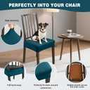 KELUINA Dining Chair Seat Covers, Stretch Velvet Chair Seat Slipcovers Protector, Removable Washable Kitchen Chair Covers for Dining Room Chairs (Set of 2, Teal)