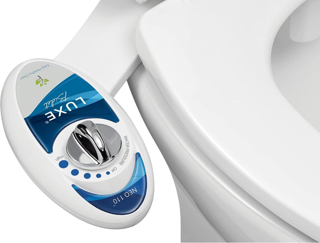 LUXE Bidet NEO 110 - Single Nozzle, Non-Electric Bidet Attachment for Toilet Seat, Adjustable Water Pressure, Rear Wash (Blue)