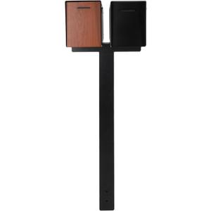 Ilyapa Double Mailbox Post for Outside - 43x4x4 inch Black Metal Dual Mailboxes Post for Outside with Universal Mounting Bracket Plate