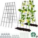 Cucumber Trellis for Raised Bed, Rifny 16.5 x 40 Inch Metal Trellis for Climbing Plants Outdoor with Plant Clips Twist Ties, Garden Plant A-Frame Trellis for Vegetable Pea Tomato (Black, 2 PCS)