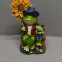 Outdoor Frog Garden Decor: 9'' Yard Decoration with Sunflower Light Funny Solar Frog Gifts for Women Mother's Day Housewarming Gift