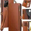 XcaseBar for Samsung Galaxy Note 20 Ultra Wallet case with Zipper Credit Card Holder RFID Blocking,Flip Folio Book PU Leather Phone case Shockproof Cover Women for Samsung Note20Ultra case Light Brown