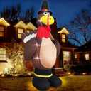 TURNMEON 12 Foot Giant Turkey Inflatables Fall Thanksgiving Decoration Outdoor with LED Lights 8 Stakes 4 Tethers 2 Weight Bags Blow Up Autumn Harvest Fall Decoration Outside Yard Garden Lawn Home