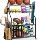 Mythinglogic Garage Sports Equipment Organizer, Baseball Storage Large Capacity, Sports Organizer for Garage with Hooks and Baskets, Ball Storage Rack for Football, Soccer Ball, Bat, Toys