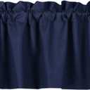 Valea Home Blackout Valance Curtains Waterproof Soft Rod Pocket Valance for Kitchen and Bathroom Window Room Darkening Valances for Bedroom, 52 inch x 18 inch, Navy Blue