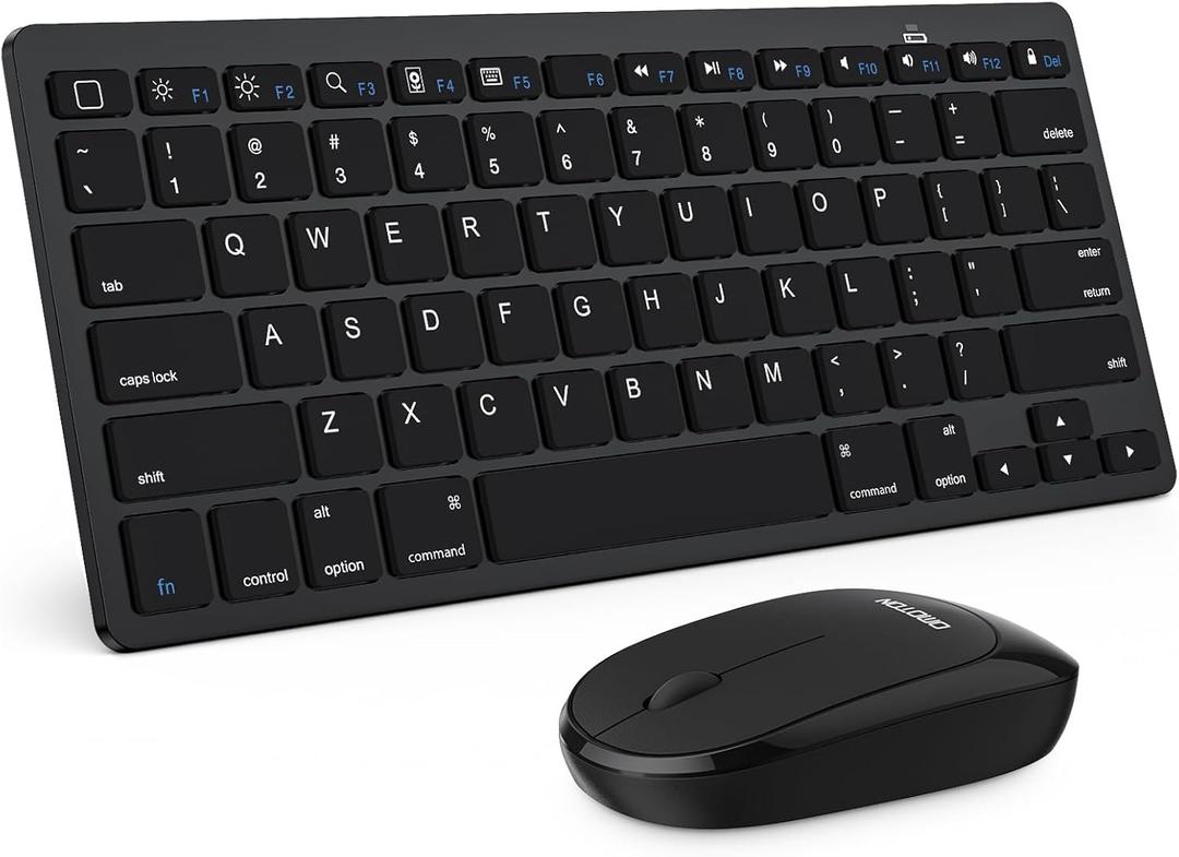 OMOTON Bluetooth Keyboard & Mouse Combo, Wireless Set for iPad Pro 13/11 (2024)/12.9, 10th/9th/8th/7th Gen, Air 6/5/4 and Other Bluetooth Enabled Devices (Black)