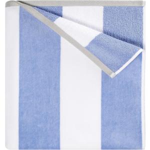 GABAO Large Beach Towel Oversized - 70x35 Inch Cotton Thick Quick Dry Absorbent Soft Plush Striped for Adults Women Men Swimming Pool Travel Towels (Blue)