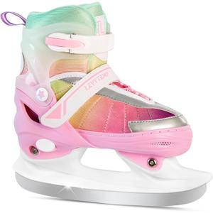 Adjustable Ice Skates for Kids Boys Girls, Blades Iceskates Ages 3-12, Pink, Purple, Black, Blue Warm Ice Skating Shoes for Outdoor and Rink, Size: Small(US 10C-12.5C)Little Kids