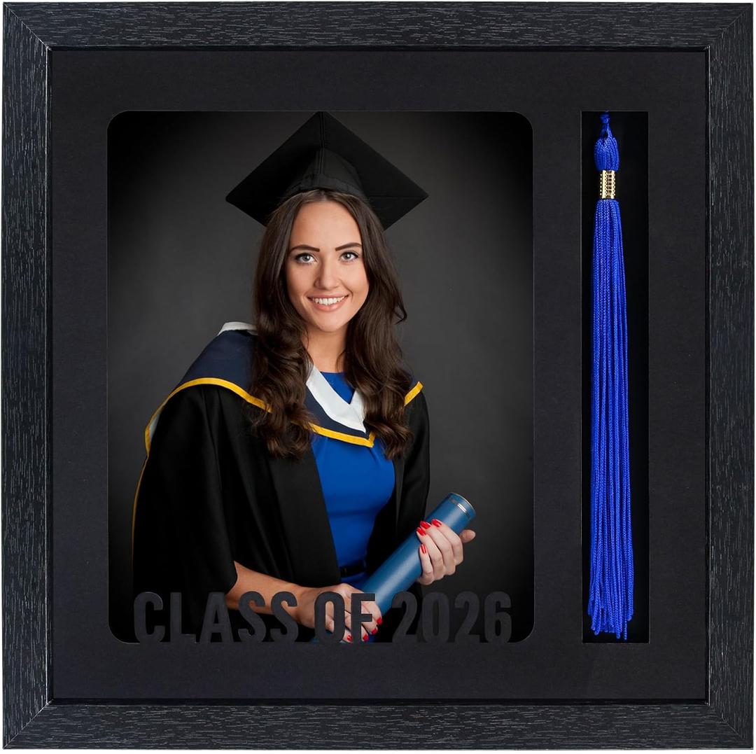 GMFrames Graduation Picture Frame with Tassel Holder Class of 2026 & 2025 Shadow Box Photo Frame for 8x10 Pictures Graduation Party Gift and Keepsake Black