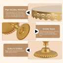 3 PCS Gold Cake Stands (8"&10"&12" Plate), Cupcake Stand With a lace hollow border Metal Cake Stand Set for Birthday Party, Wedding, Anniversary, Baby Shower