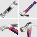 WORKPRO 16 oz Claw Hammer with Fiberglass Handle, All Purpose Hammer with Forged Hardened Steel Head (Blue)