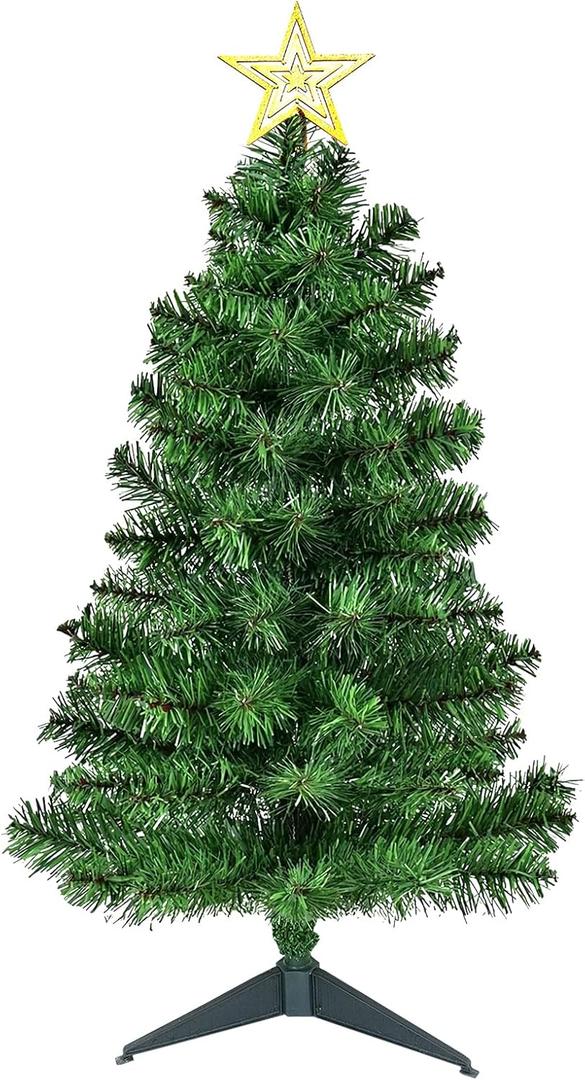 Premium Hinged Artificial Holiday Small Mini Christmas Tree for Tabletop,Home, Office, Indoor and Outdoor Holiday Decoration,Easy Assembly Metal Hinges & Foldable Base