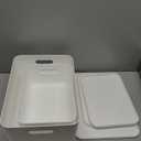 Plastic Storage Baskets Bins Boxes With Lids, Organizing Container White Storage Organizer Bins For Shelves Drawers Desktop Playroom Classroom Office, 3-Pack (M+2S)