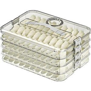 Food Storage Containers with Lids,4-Layer Plastic Cookie Storage Containers Airtight,Stackable Cookie Carrier for Transport Dumpling Storage Box,Green