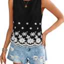 SweatyRocks Women's Eyelet Tops Sleeveless Boho Floral Embroidery Casual Summer Vacation Tank Top Black X-Small