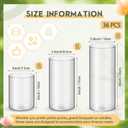 Nuogo 36 Pcs Plastic Cylinder Vases Tall Plastic Flower Vases for Centerpieces Hurricane Candle Holder for Home Wedding Office Party Formal Dinners Decorations (4''/6''/8'')