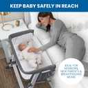 Delta Children Simmons Kids Dream Bedside Bassinet with Zip-Down Side Wall – Convenient Baby Sleeper with Breathable Mesh and Adjustable Heights - Lightweight Portable Crib, Grey, 30"L x 31"W x 30"H
