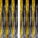 Black and Gold Party Streamers Decoration - GREATRIL Foil Fringe Backdrop for 2026 NYE/Anniversary/Farewell/Cocktail/Prom/EID/Birthdays - 3.2ft X 8.2ft - 2 Packs