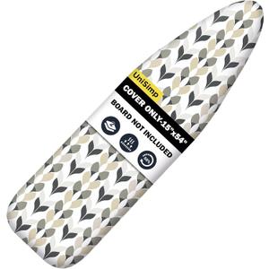 Ironing Board Cover and Pad 15"x54" Extra Thick Natural Cotton, Scorch and Stain Resistant Padding, Standard Size Iron Board Cover with Fasteners Heavy Duty Elastic Edge, Heatproof Foliage