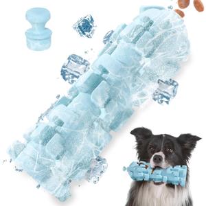 Freezable Dog Toy with 8 - Hour Cooling - Durable Chew Proof Puzzle Feeder for Large Dogs, Portable Outdoor Camping Accessories