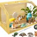 Chewproof Large Hamster Cages and Habitats, Wooden Guinea Pig Cage, Openable Top Roof, Lockable Gerbil Cage, Small Animal Cage for Dwarf, Syrian Hamster, 24" L x 16" W x 16" H