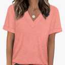 WIHOLL Womens Summer Tops Short Sleeve Basic Casual V Neck T Shirts Trendy Fashion 2026 L