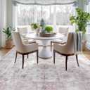 Syalife 8x10 Washable Area Rug, Ultra Soft Non-Slip, Low Pile, Stain Resistant Vintage Area Rug for Living Room, Boho Carpet for Bedroom, Dining Room, Office, Foldable Large Rugs, Pink/Muiti