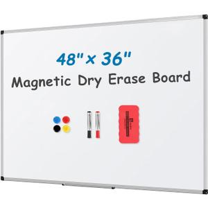 ROCOFF Magnetic White Board, 48''  36'' Magnetic Dry Erase Board for Wall, Aluminium Frame Whiteboard, Hanging Mounted Whiteboard for Home, Classroom, Office
