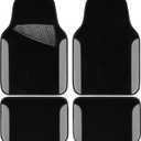 CAR PASS Rainbow Waterproof Universal Fit Faux Leather Car Carpet- Anti-Slip Nibbed Backing Floor Mats for SUV, Vans, Sedans, Trucks, Automotive Set of 4 (Black with Gray)