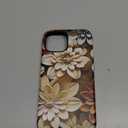 for iPhone 15 Case - Wireless Charging Compatible - Dual-Layer Hard Shell + Silicone Cover - Shockproof Protective Phone Case with Stylish Designs for Women - Red Beige Flower