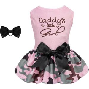 CuteBone Daddy's Little Girl Dog Dress for Small Dogs Pink Skirt Puppy Velvet Dresses Dog Clothes CVA21S-D