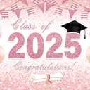 LYCGS 10x8ft Class of 2025 Graduation Backdrop Pink Congrats Grad Photography Background Graduation Prom Party Decor Banner X-375